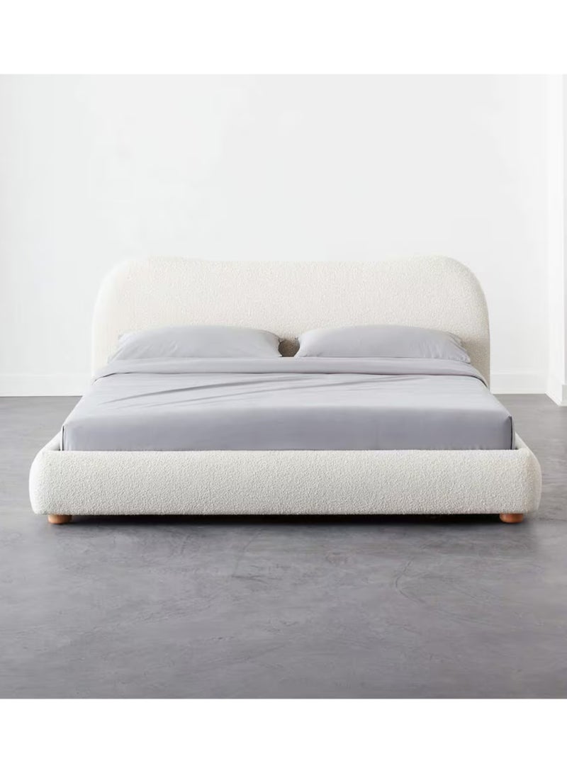 Karnak Moana-3 Bed with Upholstered Tandy Boucle Fabric – Luxurious Bedroom Decor White Queen Size 160x200cm - Image 1