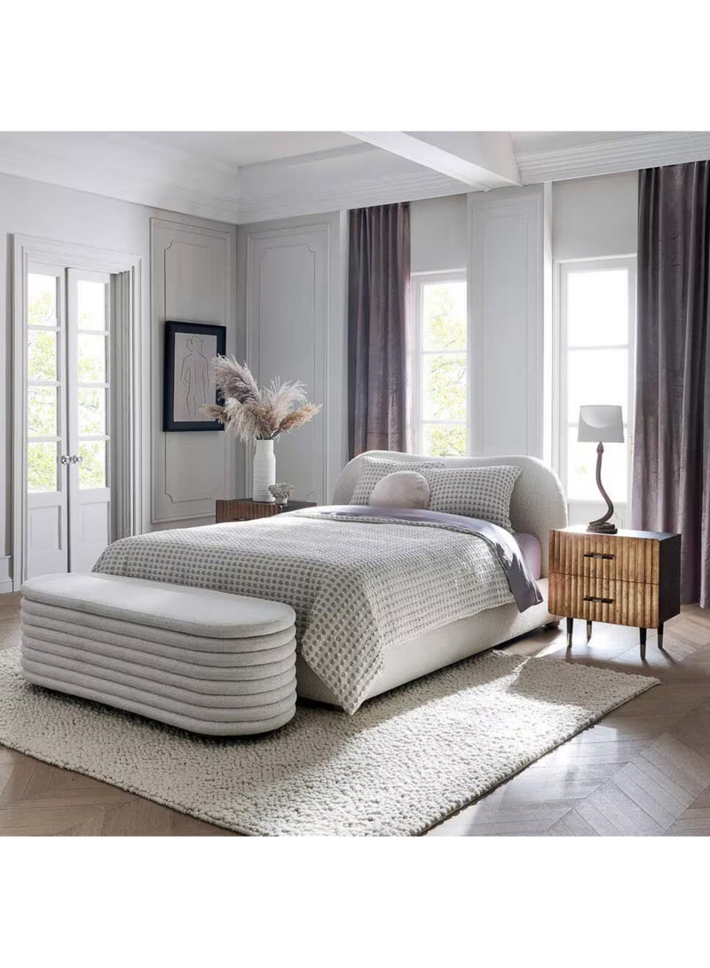 Karnak Moana-3 Bed with Upholstered Tandy Boucle Fabric – Luxurious Bedroom Decor White Queen Size 160x200cm - Image 2