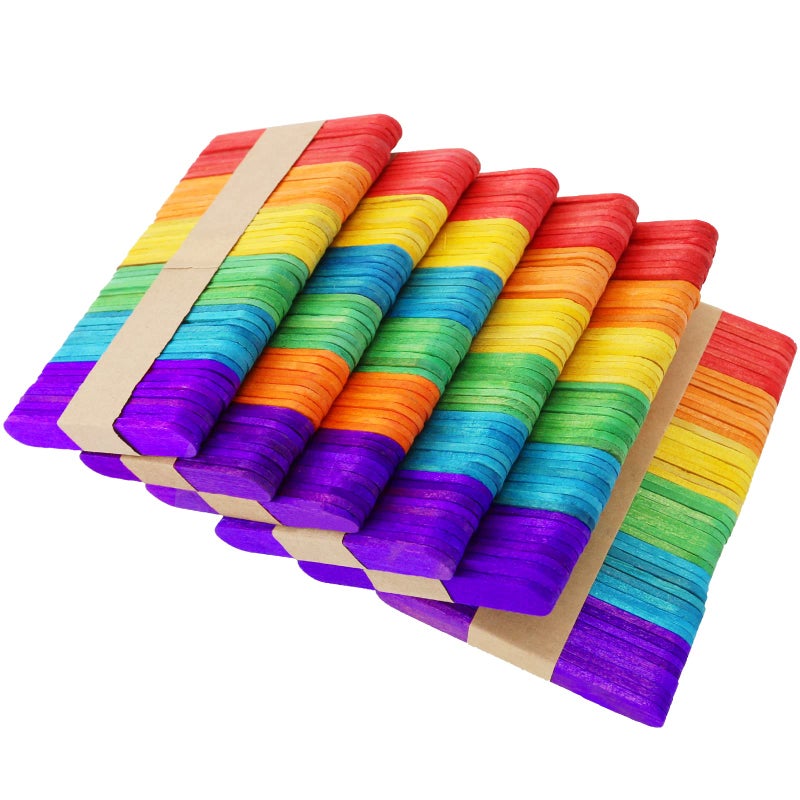 WISYOK 450PCS Colored Craft Sticks, 2.5 Inch Mini Wood Popsicle Sticks, Rainbow Craft Sticks, Ice Cream Sticks for DIY, Craft Creative Designs, Arts & Handwork - Image 4