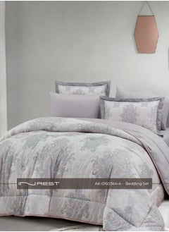 Inrest Home 4-Piece Bedding Set – Includes Single Comforter (170×230 cm), Fitted Sheet, and 2 Pillow Covers – 100% Microfiber in Gray. 