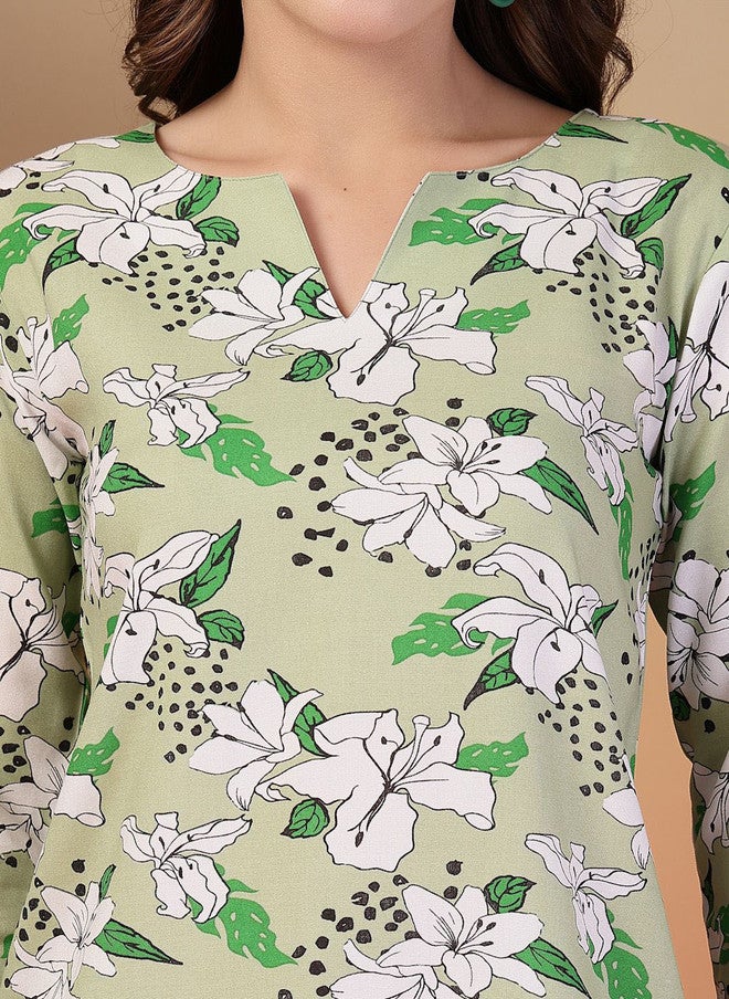 Indibelle Floral Printed Tunic and Trousers Co-Ords Set - Image 2