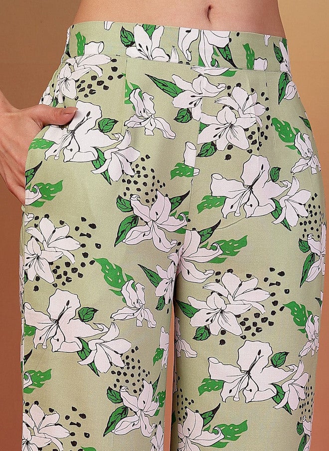 Indibelle Floral Printed Tunic and Trousers Co-Ords Set - Image 3