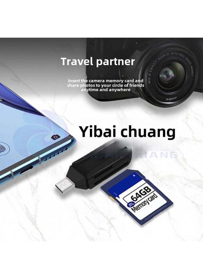 Generic - TYPE-C 2-in -1 Multi-function OTG Card Reader SD Card TF Card USB2.0 Mobile Phone Computer Universal-Color:Type-c Card Reader (black) - Image 1