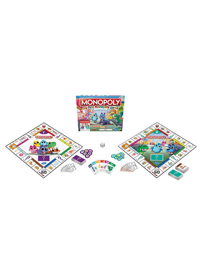 Monopoly لعبة مونوبيلي الأولى، لوحة لعبة ذات وجهين، مستويين من اللعب، أدوات تعليمية مرحة للأعمار من 4 سنوات فما فوق  - Image 2
