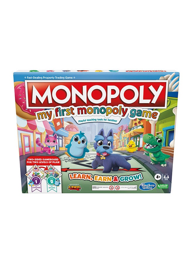 Monopoly لعبة مونوبيلي الأولى، لوحة لعبة ذات وجهين، مستويين من اللعب، أدوات تعليمية مرحة للأعمار من 4 سنوات فما فوق  - Image 3