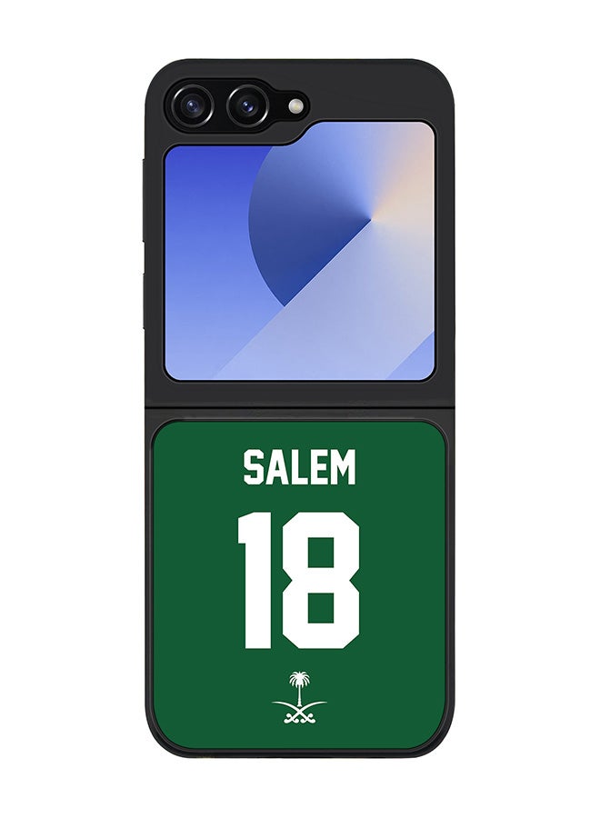 Stylizedd Rugged Black edge case for Samsung Galaxy Z Flip6, Slim fit Case Flexible TPU Gel Thin Cover - Football Team - Saudi Arabia, Player Name - Salem - Image 1
