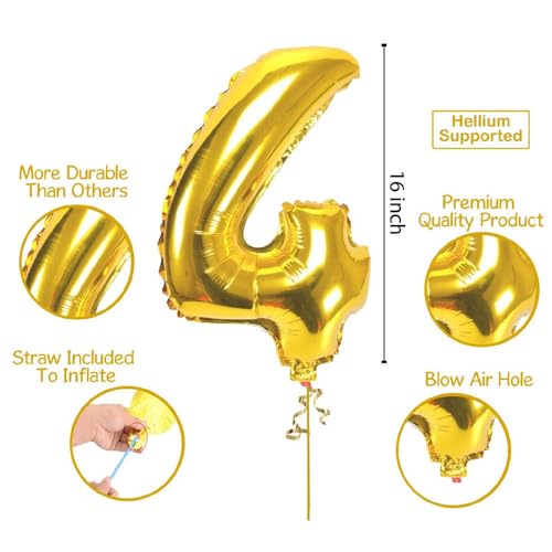 Balloonistics Solid 24 Number Foil Balloon 17 Inch Balloon (Gold, Pack of 2) - Image 2