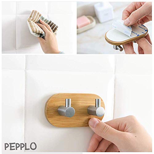 pepplo Self Adhesive Hooks Towel Holder, Wall Mount Hook for Bathroom Home Kitchen Bedroom Coats Hats Keys Stick Hook Hanger - 1PCS(B - Double Hook) - Image 3