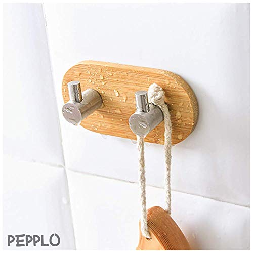 pepplo Self Adhesive Hooks Towel Holder, Wall Mount Hook for Bathroom Home Kitchen Bedroom Coats Hats Keys Stick Hook Hanger - 1PCS(B - Double Hook) - Image 2