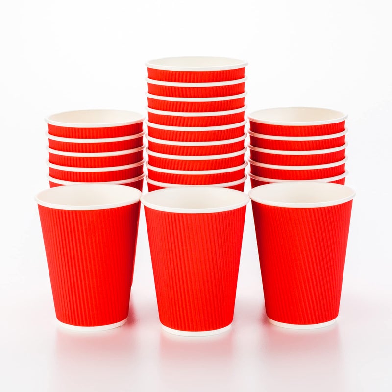 Restaurantware Restaurantware 12 Ounce Ripple Wall Disposable Coffee Cups 500 Insulated Midnight Red Paper Tumblers with Rolled Rim Design Lids Sold Separately for Hot Drinks like Tea Hot Chocolate and More 