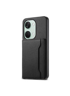erorex For OnePlus Ace 2V Calf Texture Card Bag Design Full Coverage Phone Case(Black) 
