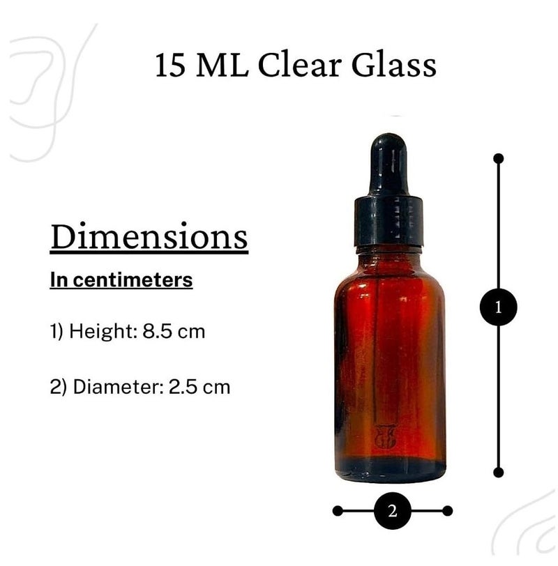 VOW 15 ML Amber Round Empty Glass Bottle Glass Dropper Black Ring Silicone Black Teat Refillable Reusable Leak Proof for Essential Oils PerfumesPack of 12 - Image 4