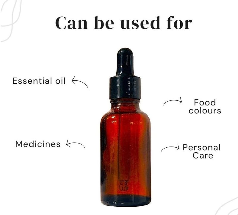 VOW 15 ML Amber Round Empty Glass Bottle Glass Dropper Black Ring Silicone Black Teat Refillable Reusable Leak Proof for Essential Oils PerfumesPack of 12 - Image 2