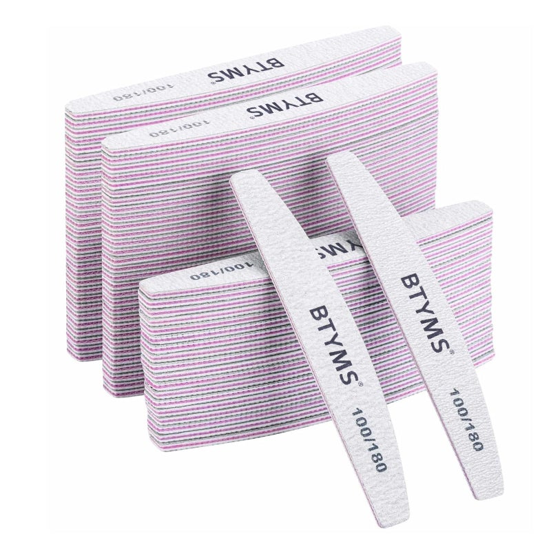BTYMS 100Pcs 100180 Grit Nail File and Buffer Professional DoubleSided Emery Boards for Acrylic Gel Natural Nails