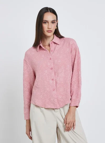 Styli Styli Oversized Jacquard Pattern Buttoned Shirt
