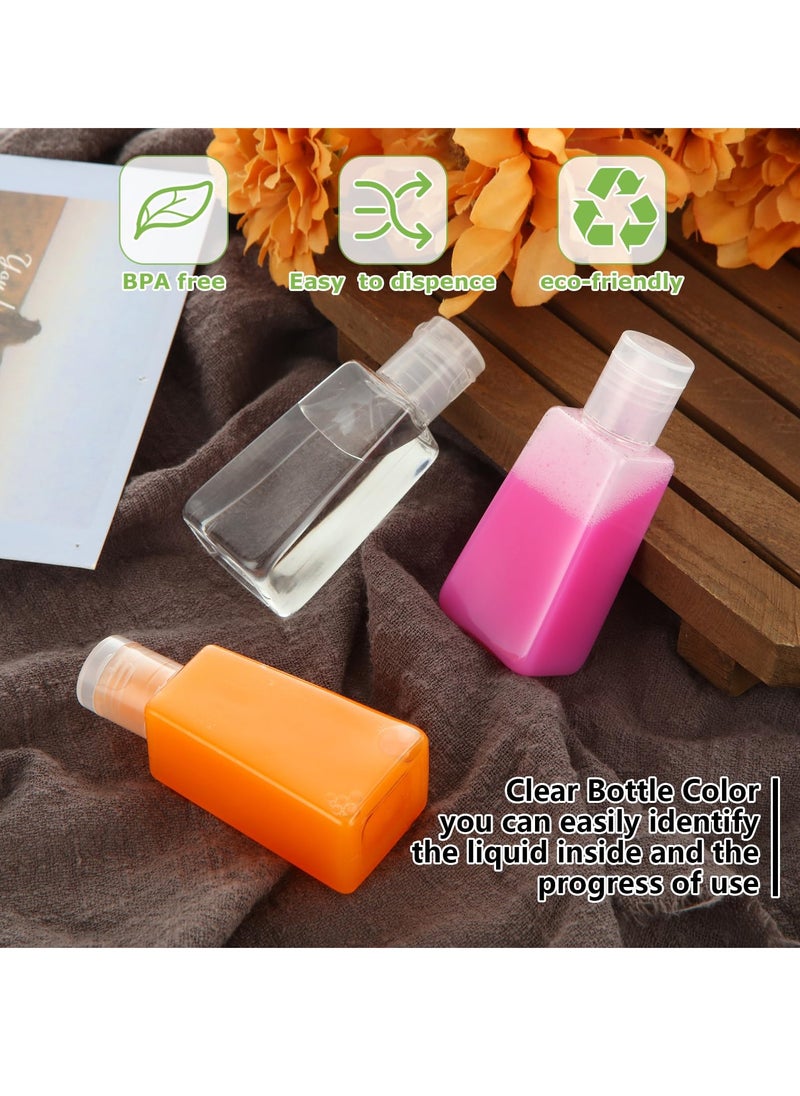 Excefore - Travel Bottles Empty, 50 Pcs Travel Size Bottles 1oz Plastic Small Bottles, 30 ml Mini Bottles, Empty Clear Trapezoidal Portable Travel Bottle with Flip Cap for Liquid, Lotions, Toner, Body Soap - Image 1