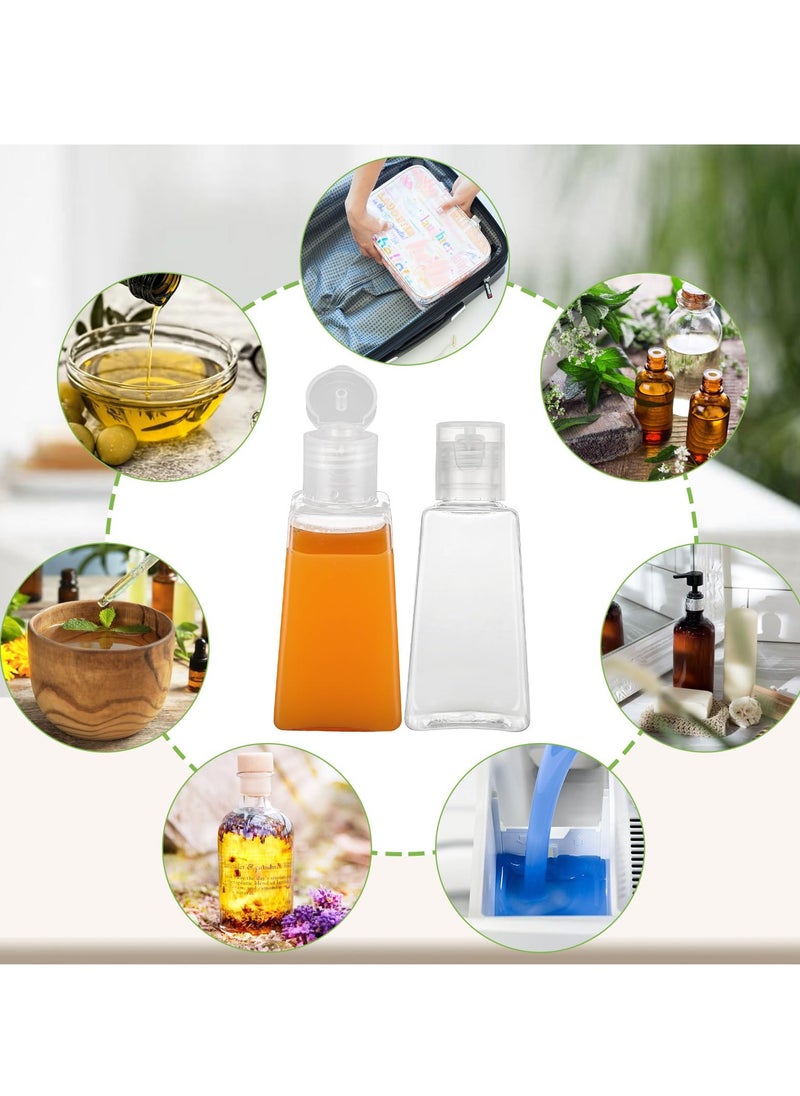 Excefore - Travel Bottles Empty, 50 Pcs Travel Size Bottles 1oz Plastic Small Bottles, 30 ml Mini Bottles, Empty Clear Trapezoidal Portable Travel Bottle with Flip Cap for Liquid, Lotions, Toner, Body Soap - Image 1