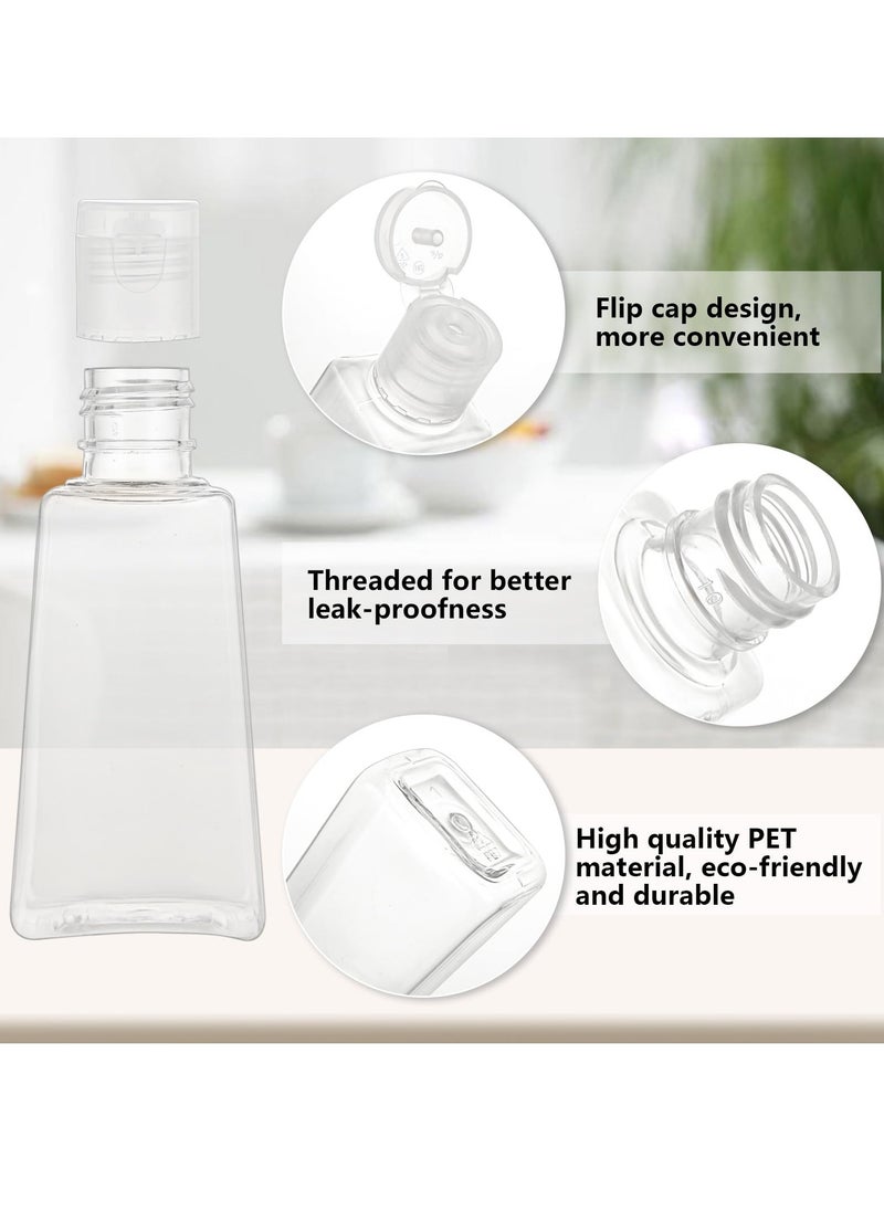 Excefore - Travel Bottles Empty, 50 Pcs Travel Size Bottles 1oz Plastic Small Bottles, 30 ml Mini Bottles, Empty Clear Trapezoidal Portable Travel Bottle with Flip Cap for Liquid, Lotions, Toner, Body Soap - Image 1
