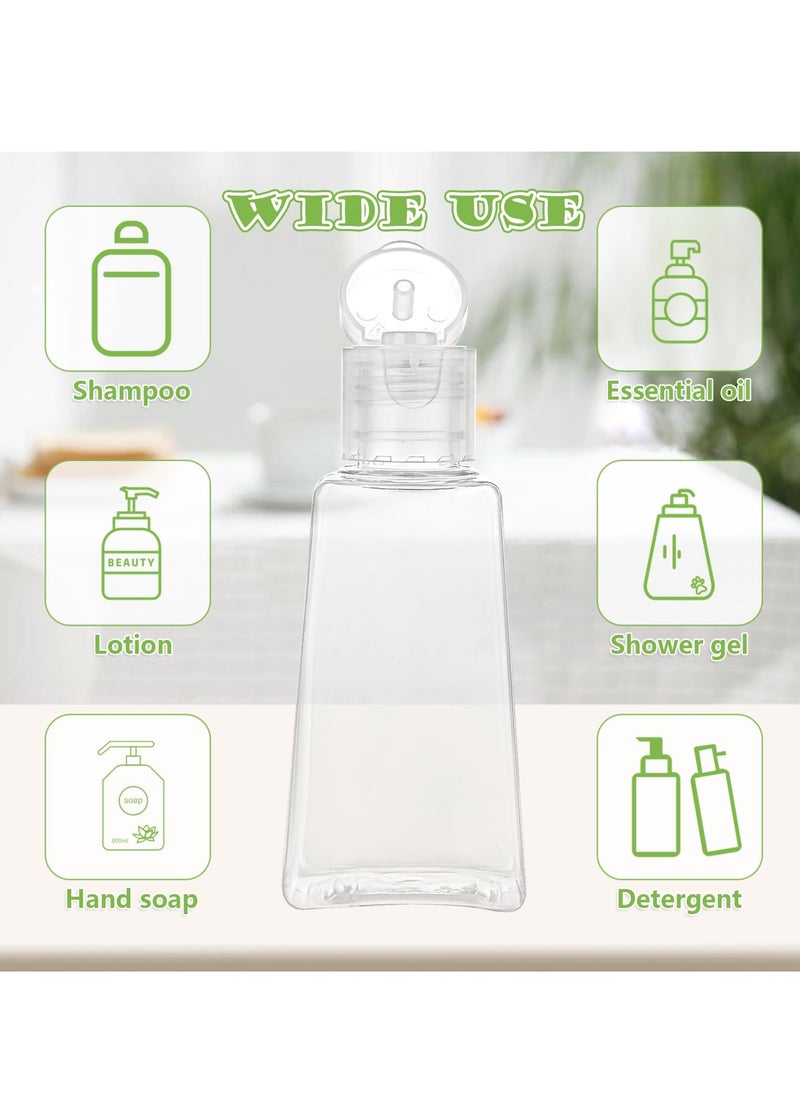 Excefore - Travel Bottles Empty, 50 Pcs Travel Size Bottles 1oz Plastic Small Bottles, 30 ml Mini Bottles, Empty Clear Trapezoidal Portable Travel Bottle with Flip Cap for Liquid, Lotions, Toner, Body Soap - Image 1