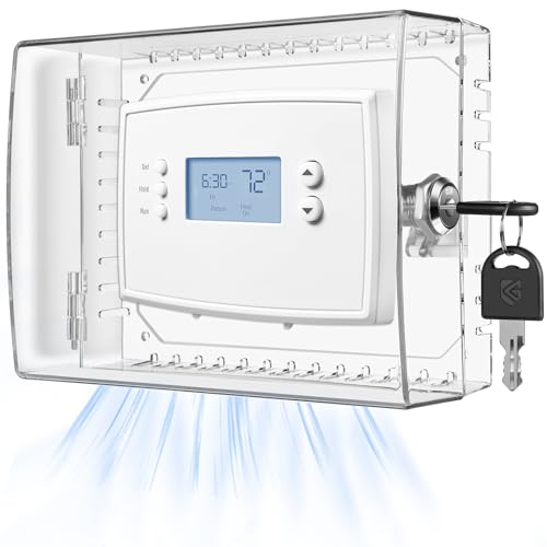TRJ Thermostat Lock Box with Key, Large Thermostat Cover with Lock for Thermostat on Wall, AC Control Lock Box Cover with Key, Air Conditioner Lockbox Fits Thermostats 4" H x 6" W or Smaller - Image 1