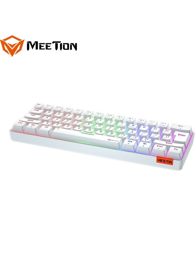 Meetion MEETION RGB Backlit Mini 61 Keys Wired 60% Mechanical Gaming Keyboard – White MT-MK005 | Compact Blue Switch Mechanical Keyboard with Rainbow Lighting | Ultra-Responsive Tactile Keys for Gaming & Typing | Durable, Lightweight & Plug-and-Play  - Image 5