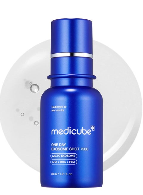 سيروم الوجه زيرو اكسوسوم شوت 7500 جزء في الدقيقة سيروم سائل معزز للبشرة اكسوسوم AHA+BHA+PHA للعناية بالمسام وخلايا الجلد الميتة وملمس البشرة للعناية بالبشرة الكورية 1.01 اونصة سائل