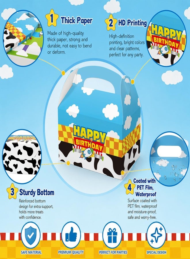 CHENRINDECO 15 Pack Cartoon Story Party Boxes Cookie Treat Boxes with Handle Blue Sky White Cloud Cow Pattern Gift Box for Cartoon Story Birthday Party Supplies - Image 3