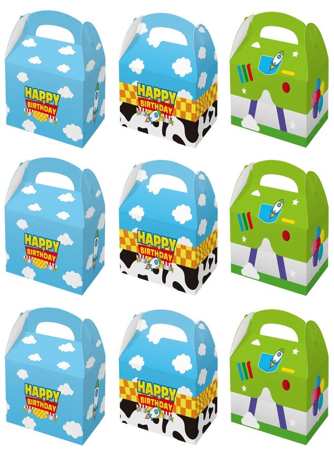 CHENRINDECO 15 Pack Cartoon Story Party Boxes Cookie Treat Boxes with Handle Blue Sky White Cloud Cow Pattern Gift Box for Cartoon Story Birthday Party Supplies - Image 1