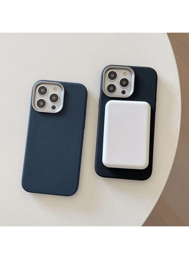 ICARLUS Luxury Metal Lens Frame Case for iPhone 14 Pro Max Magsafe Wireless Charger Magnetic Shockproof Cover Blue  - Image 3