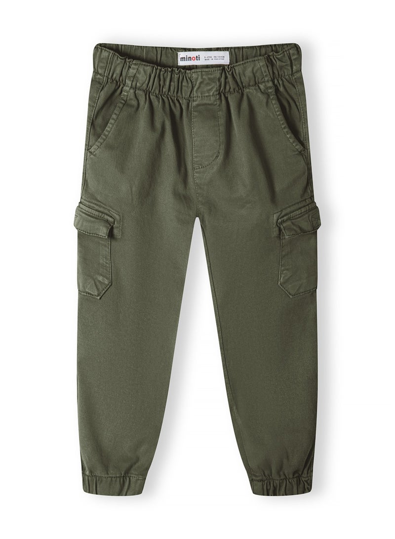 MINOTI Kids' Twill Cargo Trousers with Elastic Waist and Cuffed Ankles  - Image 1
