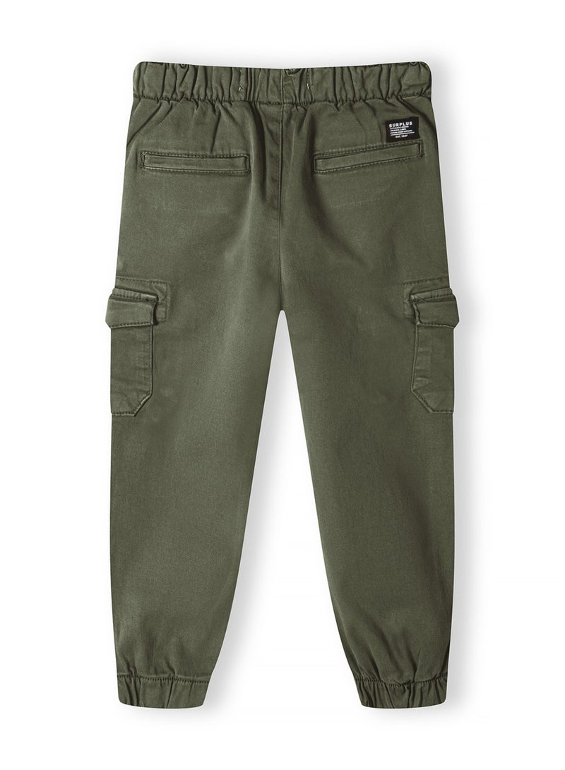 MINOTI Kids' Twill Cargo Trousers with Elastic Waist and Cuffed Ankles  - Image 2