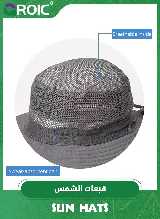 GROIC Men's Sun Hats UV Protection Summer Hat，Wide Brim UPF50+ Fishing Boonie Hat Waterproof Packable Bucket Cap with Sunscreen Clothing,Sun Protection Jacket,Sunscreen Suit  - Image 5