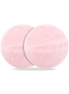 Bememo 2 Pieces Jade Stone For Lash Glue Eyelash Extension Round Jade Stone Lash Glue Holders Adhesive Pallet Fake Eye Lash Holder Base 2 Inch (Pink)  - Image 2
