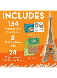 Mindware MindWare KEVA Models Monuments - 154 Wooden Building Planks & Step-by-Step Instructions to Build Iconic World Landmarks  - Image 2