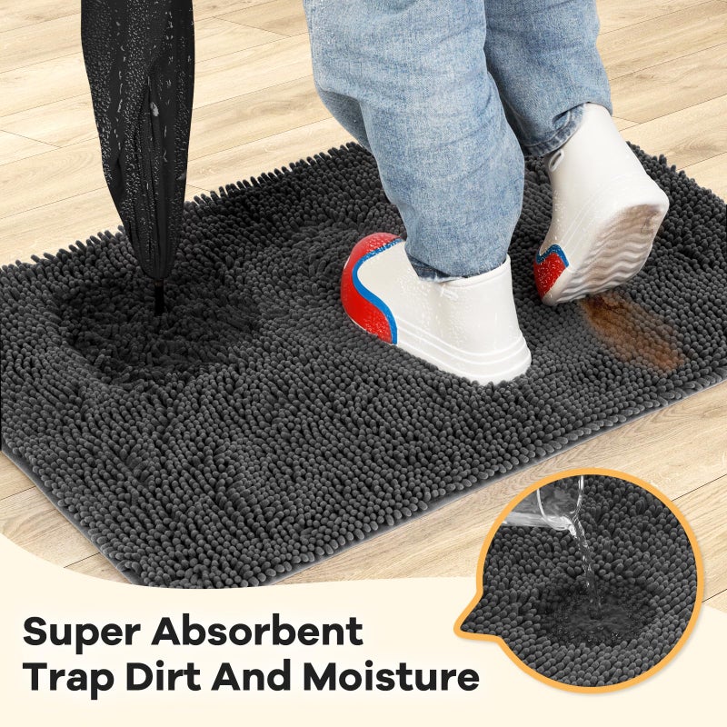 HOMEK Absorbent Dog Door Mat for Muddy Paws, 60" x 36" Chenille Indoor Mats for Entryway, Trap Dirt Front Door Mat Indoor Entrance Washable Non Slip Soft - Image 2