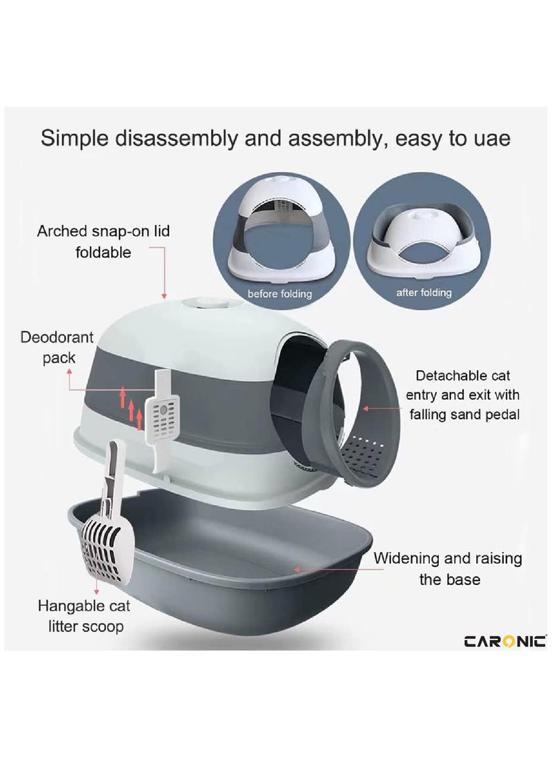 CARONIC - Pet Litter Box Foldable With Litter scoop Portable Closed Splash proof Easy To Clean - Image 1