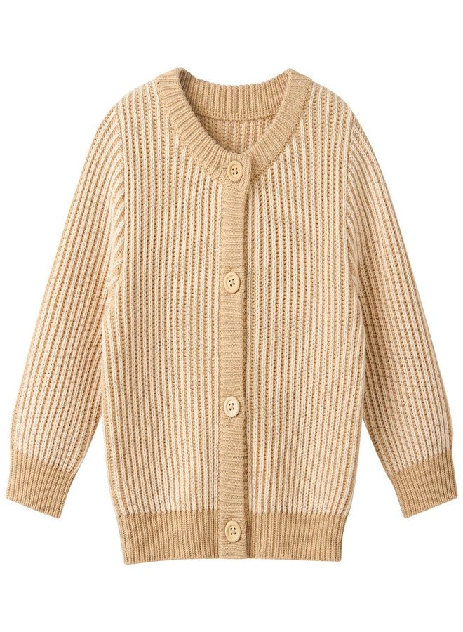 PureBorn كارديجان أطفال صغار من بيوربورن بأزرار سترة قطنية بأكمام طويلة جاكيت للخريف والربيع بني 6-12 شهر - Image 1