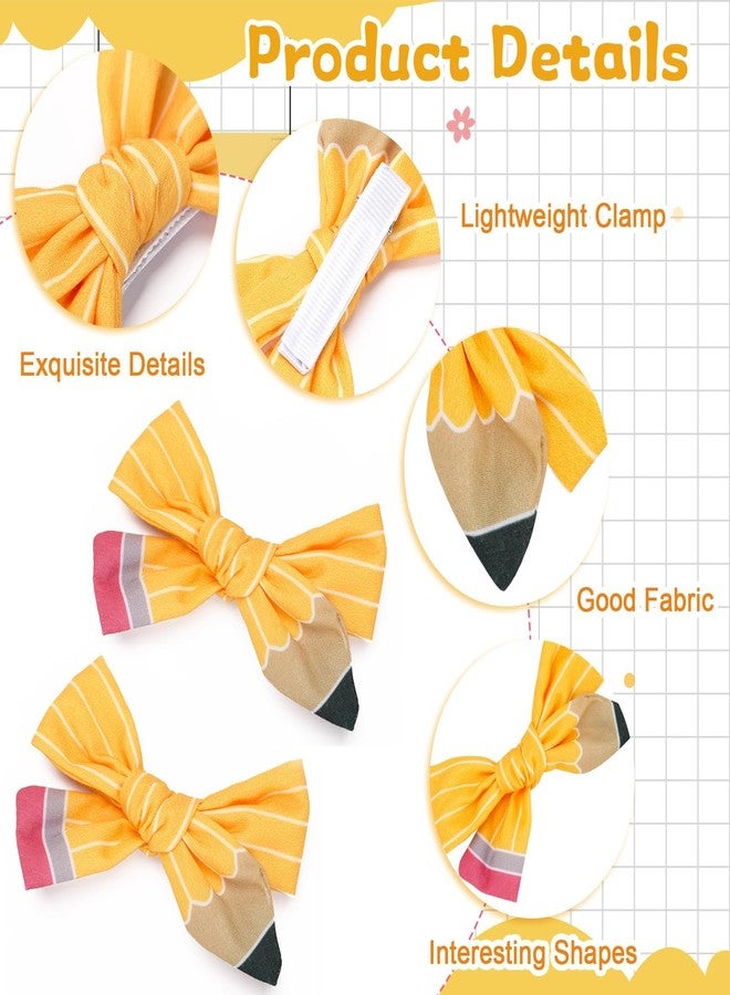 JANYUN 4 Pcs Pencil Hair Bows Clips, Back to School Hair Bows Clip Cute Yellow Pencil Clips for Kindergarten Girls Students Toddler Teacher Hair Accessories Graduation Season Decor - Image 3