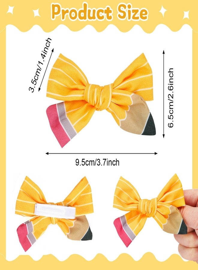 JANYUN 4 Pcs Pencil Hair Bows Clips, Back to School Hair Bows Clip Cute Yellow Pencil Clips for Kindergarten Girls Students Toddler Teacher Hair Accessories Graduation Season Decor - Image 2