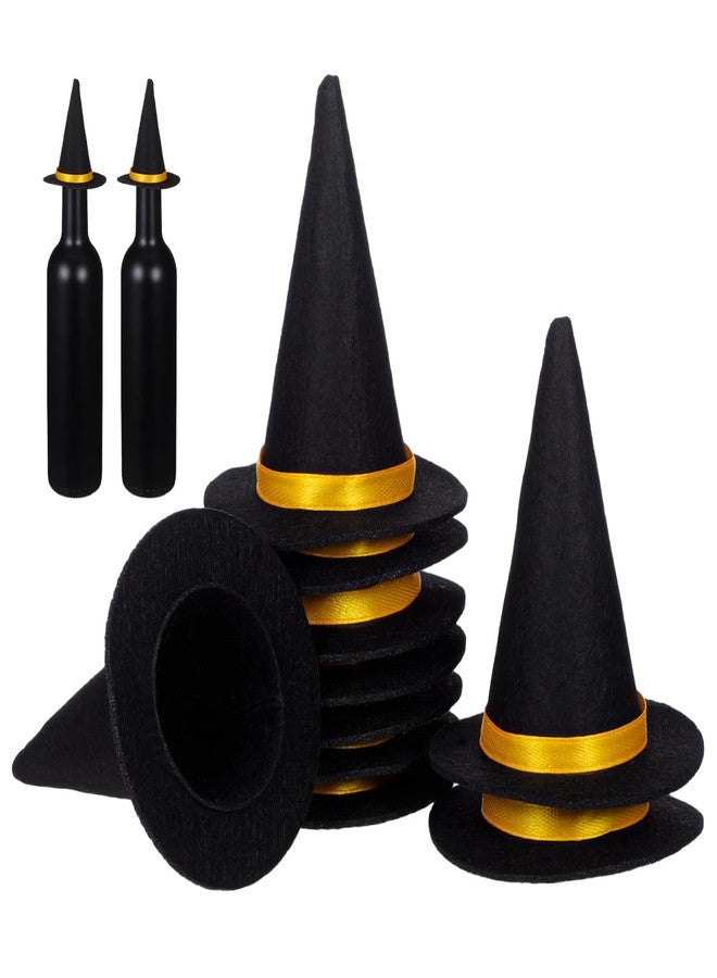 BESTOYARD 10Pcs Mini Witch Hats - Black Felt Wine Bottle Covers Cute Halloween Decorations for Parties Craft Projects and Cosplay Events - Image 1