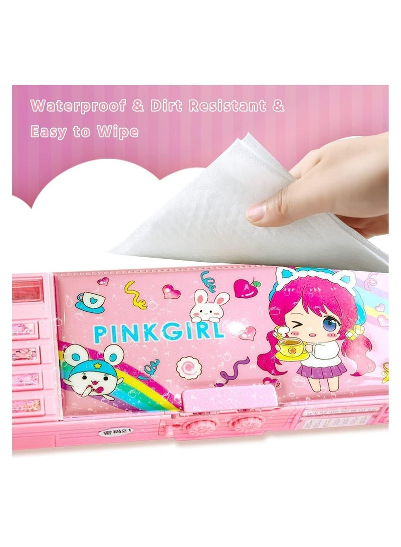 Pop Up Multifunction Pencil Case for Girls and Boys, Cute Cartoon Pen Box Organizer Stationery with Lock, Sharpener, Schedule, Whiteboard, School Supplies, Best Gifts for Kids - Image 4