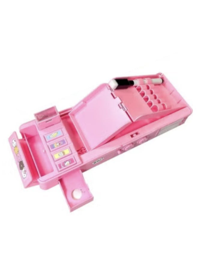 Pop Up Multifunction Pencil Case for Girls and Boys, Cute Cartoon Pen Box Organizer Stationery with Lock, Sharpener, Schedule, Whiteboard, School Supplies, Best Gifts for Kids - Image 1