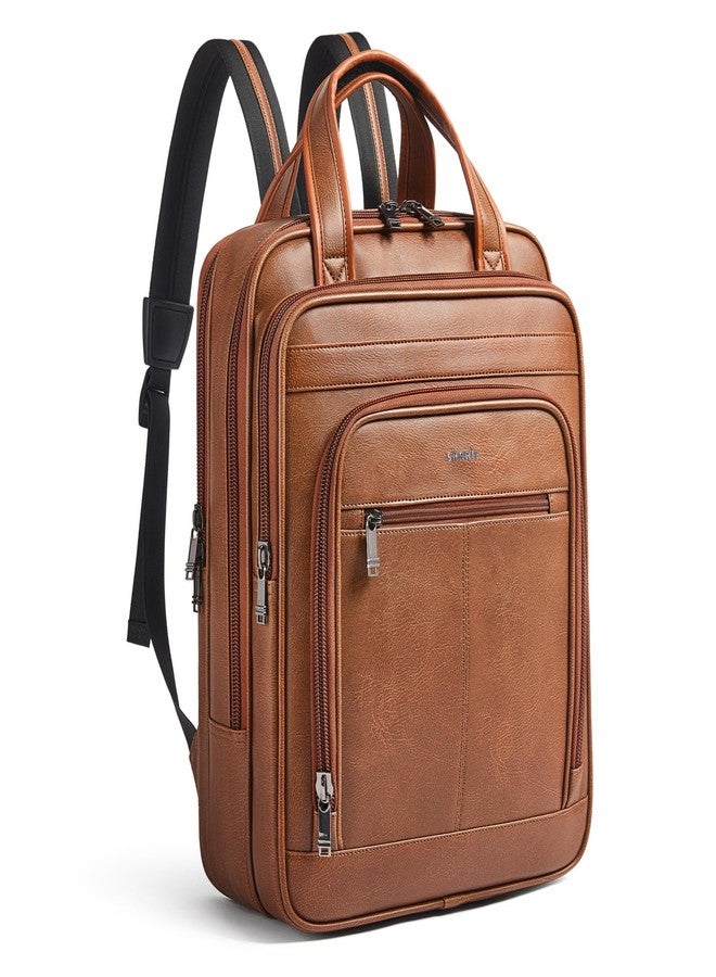 Shrrie 15.6" Laptop Backpack,Business Work Backpack Briefcase,Durable Computer Backpack for Office,Travel,College,Two-toned Brown - Image 1