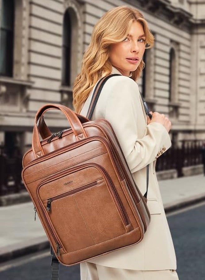 Shrrie 15.6" Laptop Backpack,Business Work Backpack Briefcase,Durable Computer Backpack for Office,Travel,College,Two-toned Brown - Image 2