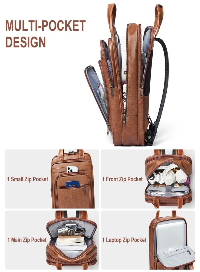 Shrrie 15.6" Laptop Backpack,Business Work Backpack Briefcase,Durable Computer Backpack for Office,Travel,College,Two-toned Brown - Image 3
