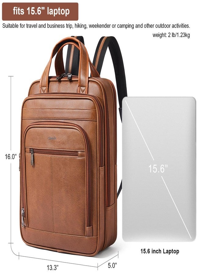 Shrrie 15.6" Laptop Backpack,Business Work Backpack Briefcase,Durable Computer Backpack for Office,Travel,College,Two-toned Brown - Image 5