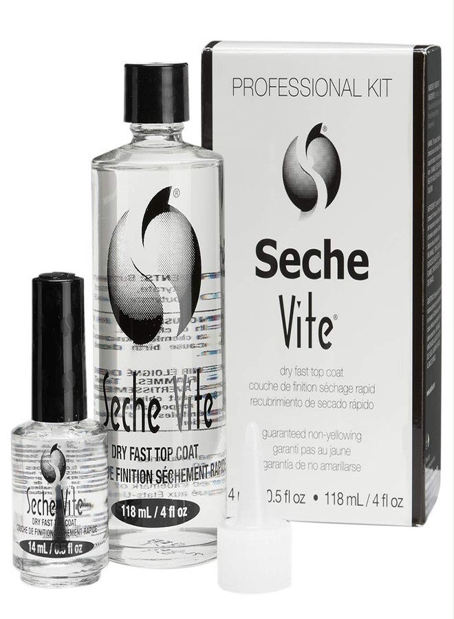 Seche Vite Professional Refill Kit, High-Gloss Clear Top Coat for Natural Nails, Artificial Gels Fiberglass Acrylic Extensions, Quick-Dry Long-Lasting Shine, 1 Kit - Image 1