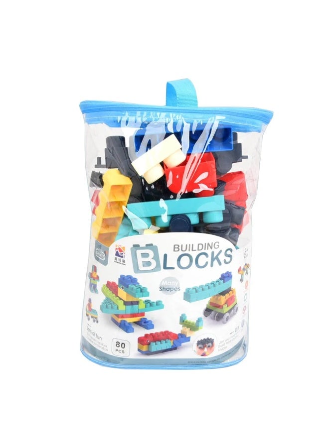 ستيم مكعبات بناء ناعمة من ستيم، 80 قطعة: متعة إبداعية للأعمار من 3 سنوات فما فوق - أزرق - Image 1