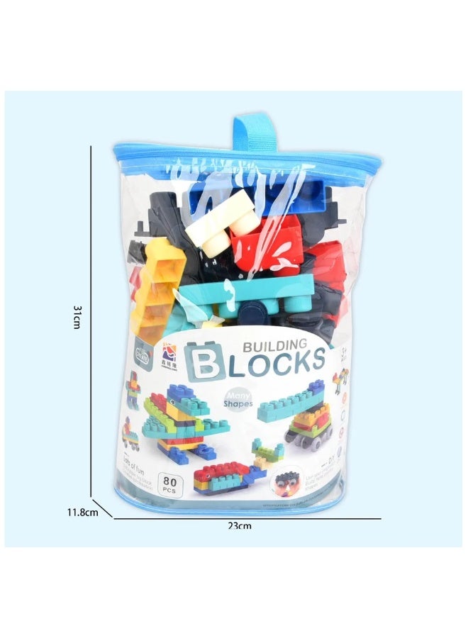 ستيم مكعبات بناء ناعمة من ستيم، 80 قطعة: متعة إبداعية للأعمار من 3 سنوات فما فوق - أزرق - Image 2