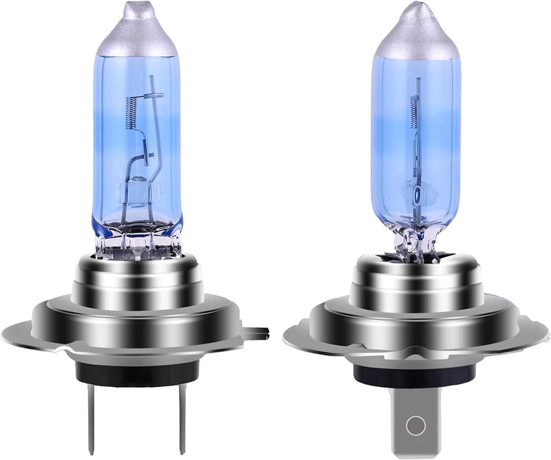 NEWBROWN مصباح هالوجين NEWBROWN H7 مع ضوء أبيض فائق، عمر 1200 ساعة، 12V/55W، 4800K، عبوة 2 - Image 1